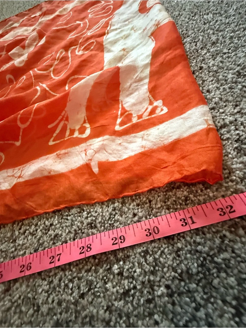 100% silk Orange Elephant Print Scarf - Lightweight Accessory made in India